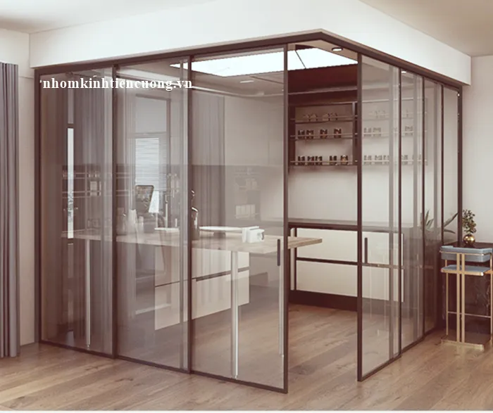 Cửa kính khung nhôm tăng độ kín cho mặt tiền Cửa kính cường lực khung nhôm cho mặt tiền