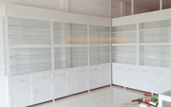 Tủ thuốc tây khung nhôm kính Gia công tủ thuốc tây khung nhôm cửa kính