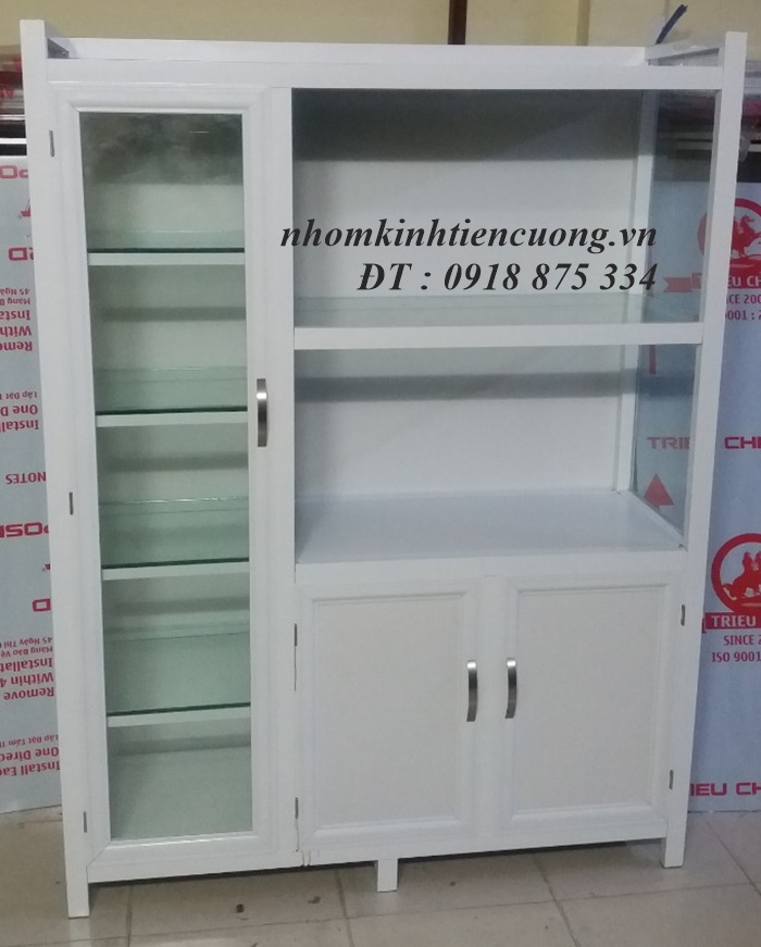 Tủ chén nhôm kính 3