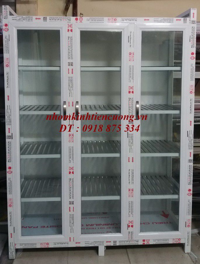 Tủ chén nhôm kính 12