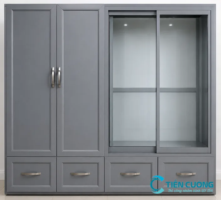Tủ Quần Áo Nhôm: Giải Pháp Nội Thất Bền Đẹp, Hiện Đại - hình ảnh thực tế Kết cấu tủ treo quần áo bằng nhôm