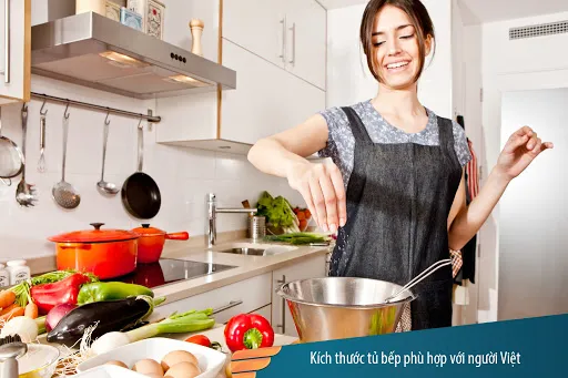 Kích thước tủ bếp nhôm 2 Kích thước tủ bếp nhôm kính tiêu chuẩn cho nhà phố hiện đại