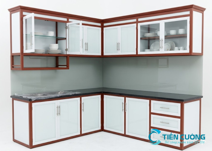 Mẫu tủ bếp nhôm kính cao cấp chống ẩm tốt