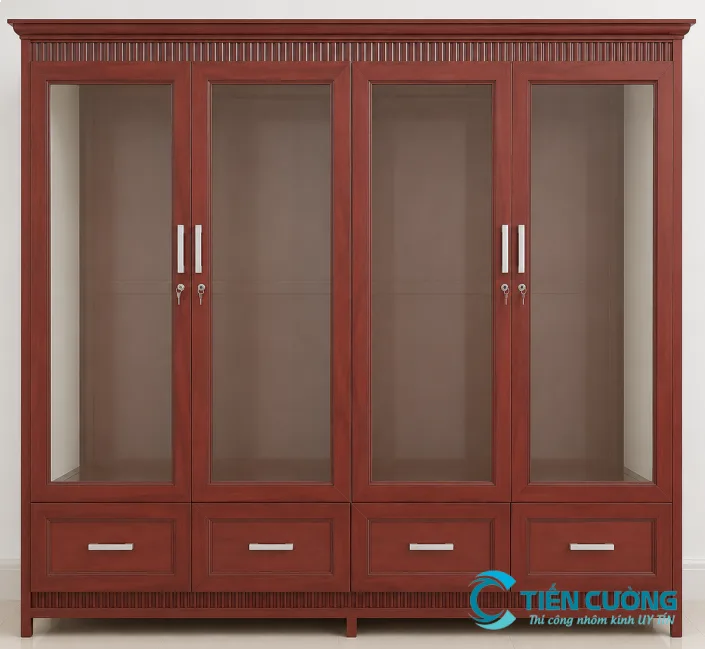 Tủ Quần Áo Nhôm: Giải Pháp Nội Thất Bền Đẹp, Hiện Đại - hình ảnh thực tế Mẫu tủ quần áo nhôm giả gỗ