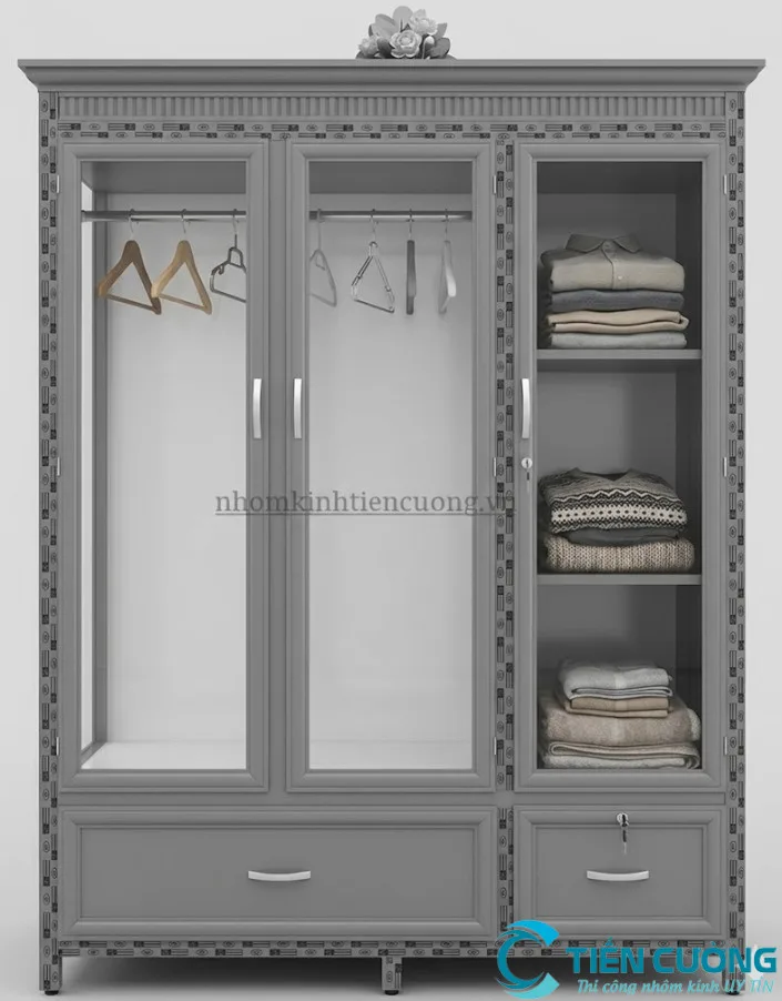 Tủ Quần Áo Nhôm: Giải Pháp Nội Thất Bền Đẹp, Hiện Đại - hình ảnh thực tế Mẫu tủ quần áo nhôm kính đẹp