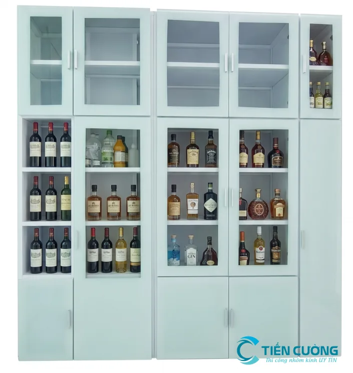 Tủ rượu nhôm kính đẹp tại TP.HCM – Mẫu và báo giá - hình ảnh thực tế Mẫu tủ rượu cánh kính khung nhôm gọn