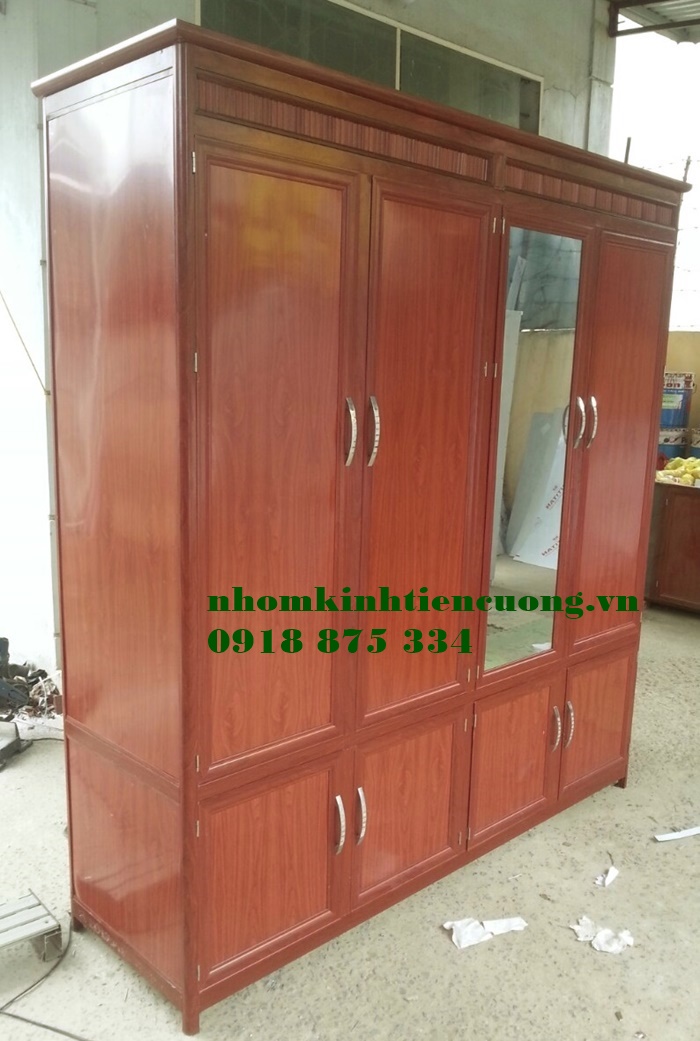 Tủ quần áo nhôm kính vân gỗ 7