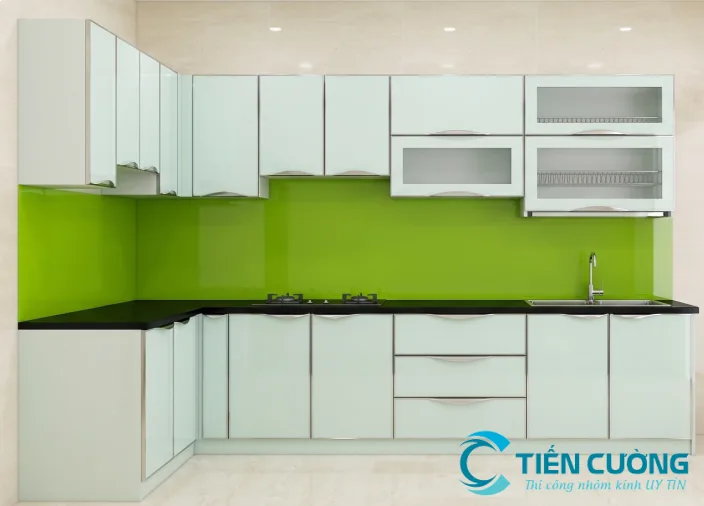 Mẫu tủ bếp nhôm kính đẹp: gợi ý kiểu dáng, màu sắc và vật liệu - hình ảnh thực tế Thi công tủ bếp nhôm kính