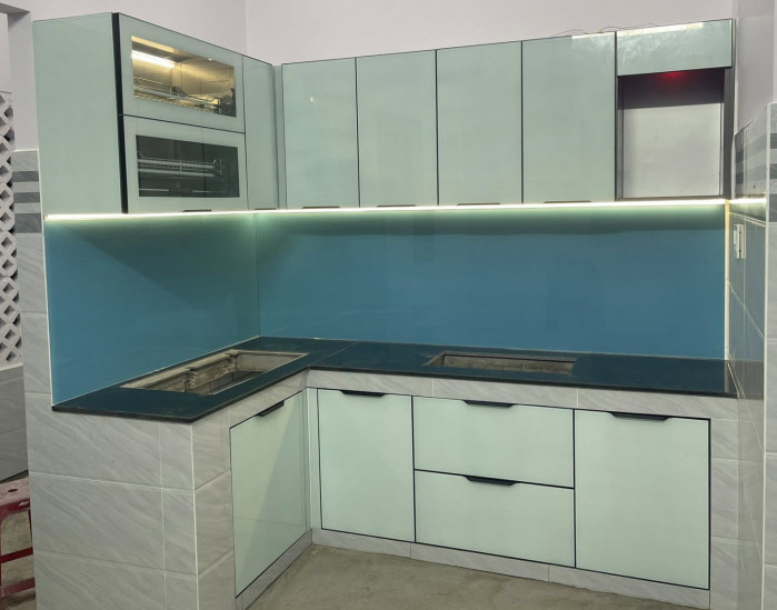 thi công tủ bếp nhôm kính đẹp giá rẻ tphcm
