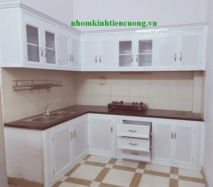 Tủ bếp nhôm kính hcm 6 Thi công tủ bếp nhôm kính giá tốt