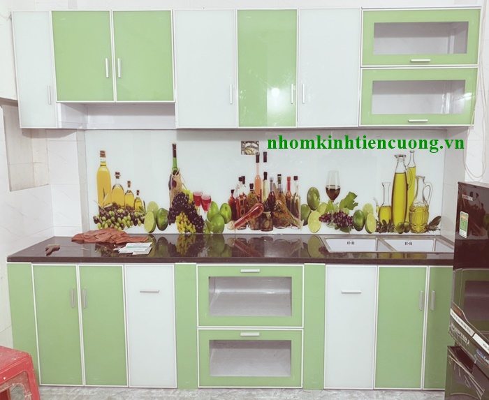tủ chén nhôm kính treo tường kính cường lực đẹp
