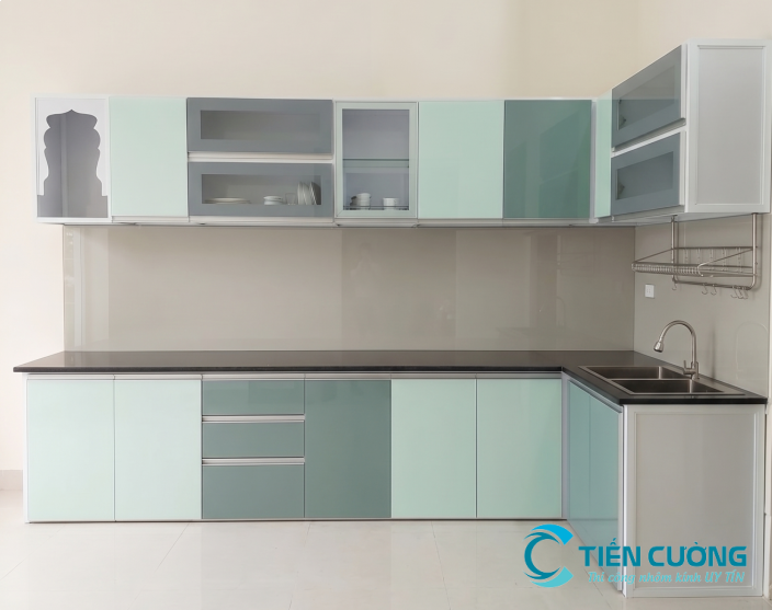 Tủ bếp nhôm kính tphcm- Tiến Cường