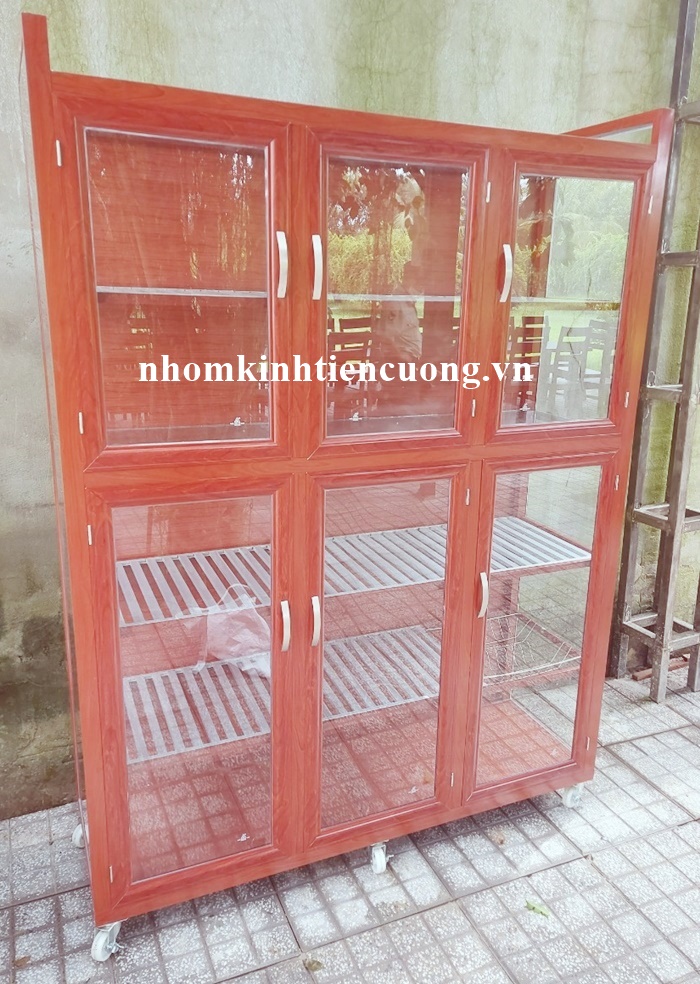 Tủ chén nhôm kính 4