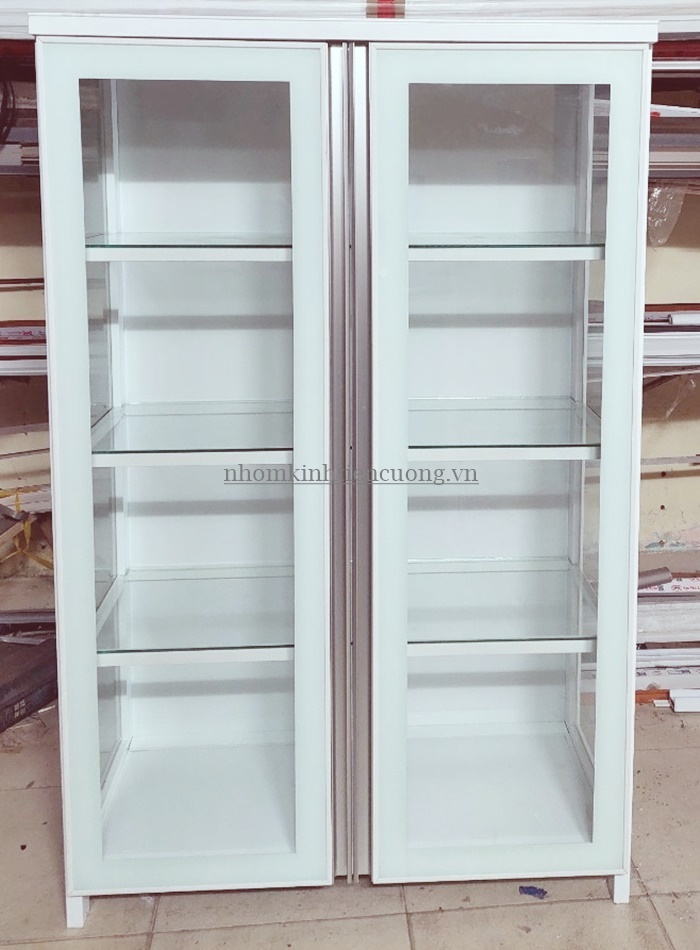 Tủ chén nhôm kính 6