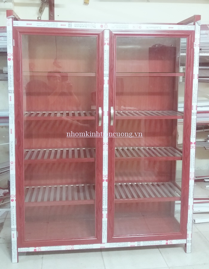 Tủ chén nhôm kính 9