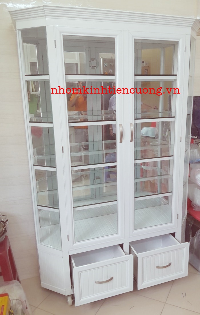 Tủ chén nhôm kính 19