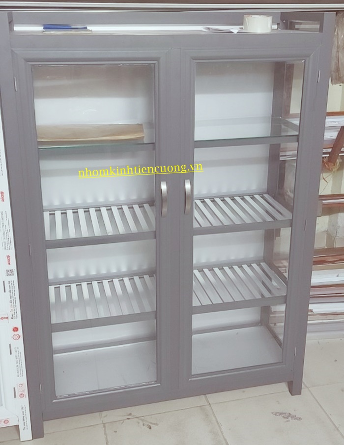 Tủ chén nhôm kính 1