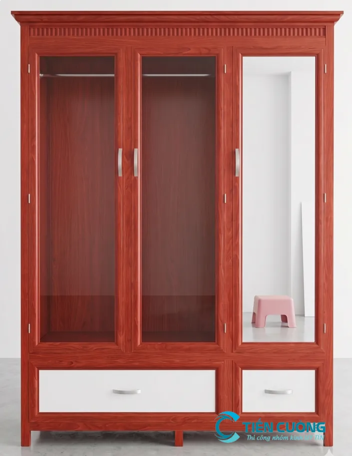 Tủ Quần Áo Nhôm: Giải Pháp Nội Thất Bền Đẹp, Hiện Đại - hình ảnh thực tế Tủ nhôm đựng quần áo giả gỗ