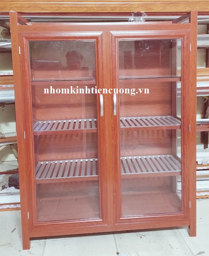 Tủ chén nhôm kính 2
