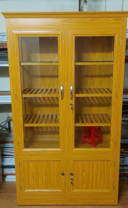 Tủ Đựng Chén Bát Bằng Nhôm Kính Đẹp Bền Hiện Đại Giá Tốt TP.HCM - hình ảnh thực tế Tủ chén bát kính cường lực bền đẹp cho gia đình