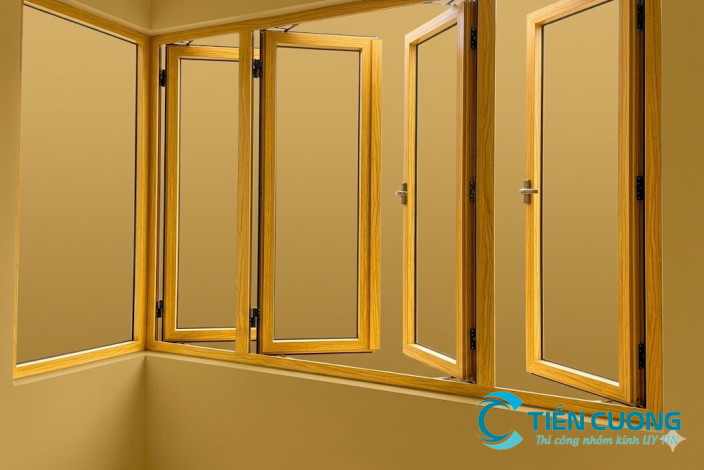 mẫu cửa nhôm kính giả gỗ cho phòng ngủ