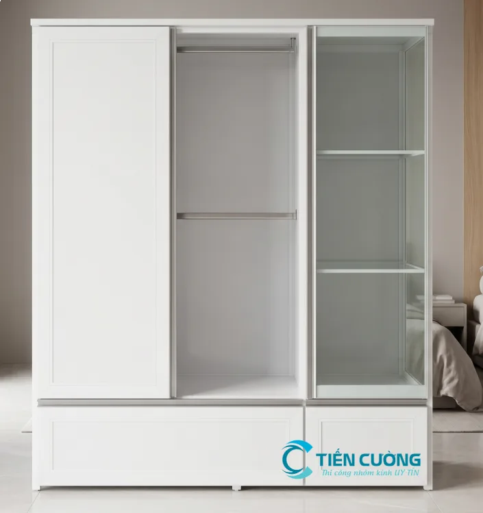 CácLoại Tủ Quần Áo Nhôm Kính Đẹp, Hiện Đại Và Bền Được Ưa Chuộng - hình ảnh thực tế Thi công tủ quần áo nhôm kính theo yêu cầu tại TP.HCM