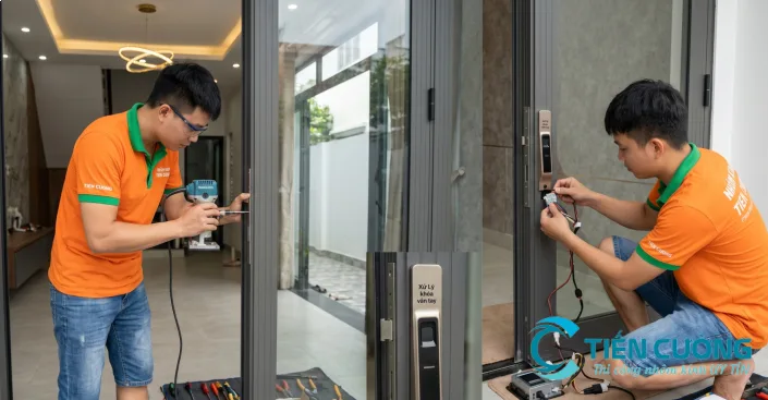 Sửa Cửa Nhôm Kính TP.HCM – Xử Lý Xệ Cánh, Kẹt Ray, Hư Khóa Nhanh - hình ảnh thực tế Thay khóa cửa nhôm kính chính hãng