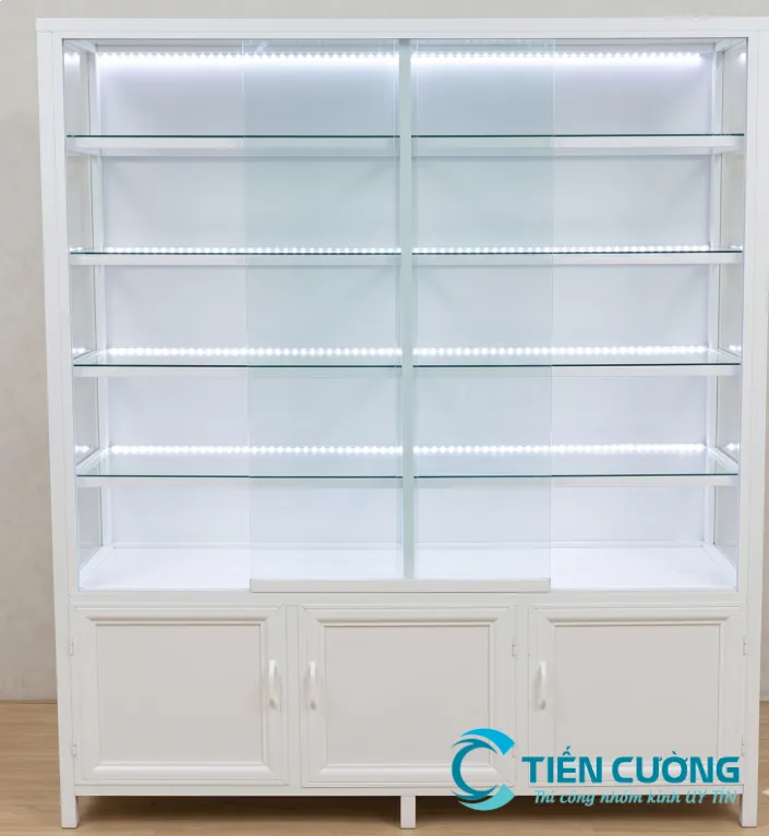 Tủ Nhôm Kính Bán Hàng Đẹp, Bền, Thiết Kế Theo Yêu Cầu - hình ảnh thực tế Tủ nhôm kính bán hàng hiện đại