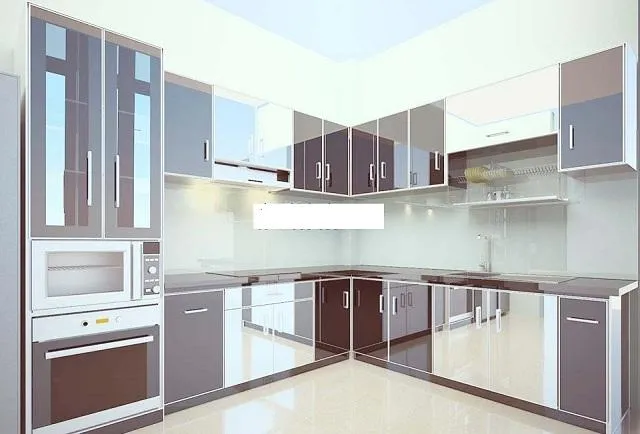 Đóng Tủ Bếp Nhôm Kính Phú Nhuận - Công Ty Nhôm Kính Tiến Cường - hình ảnh thực tế Tủ bếp nhôm kính Phú Nhuận 1