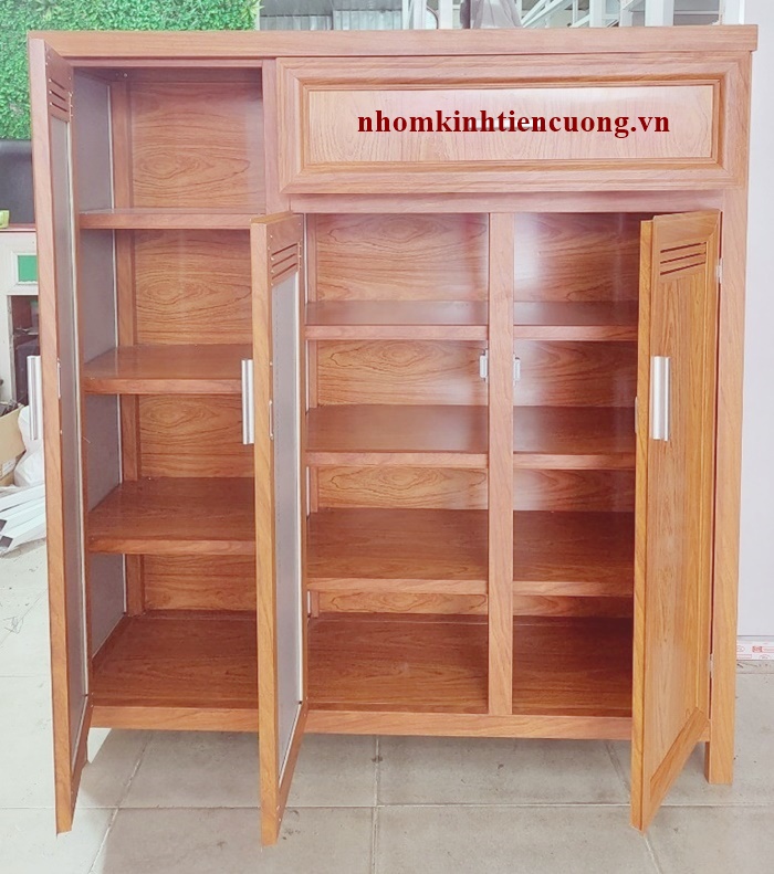 Mẫu tủ giày nhôm kính đẹp hiện đại 2026