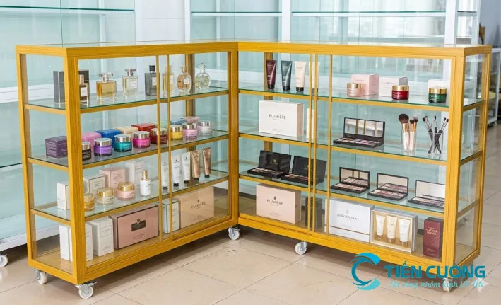 Tủ Nhôm Kính Bán Hàng Giá Rẻ Đẹp Bền Hiện Đại Mới Nhất Tại TPHCM - hình ảnh thực tế Tủ kính nhôm bán mỹ phẩm bền đẹp