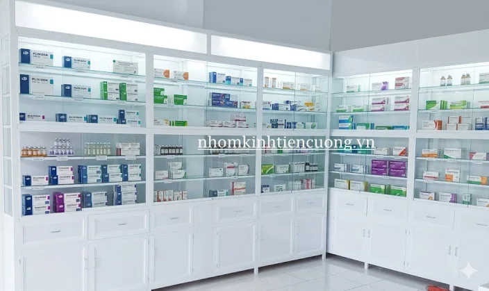 Tủ thuốc nhôm kính áp tường Tủ thuốc nhôm kính nhiều ngăn cho hệ áp tường
