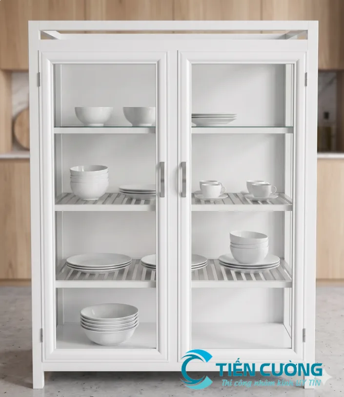 7 Sai Lầm Khi Sử Dụng Tủ Chén Nhôm Kính Làm Giảm Độ Bền Nhanh Chóng - hình ảnh thực tế Vệ sinh tủ chén nhôm kính đúng cách tại nhà
