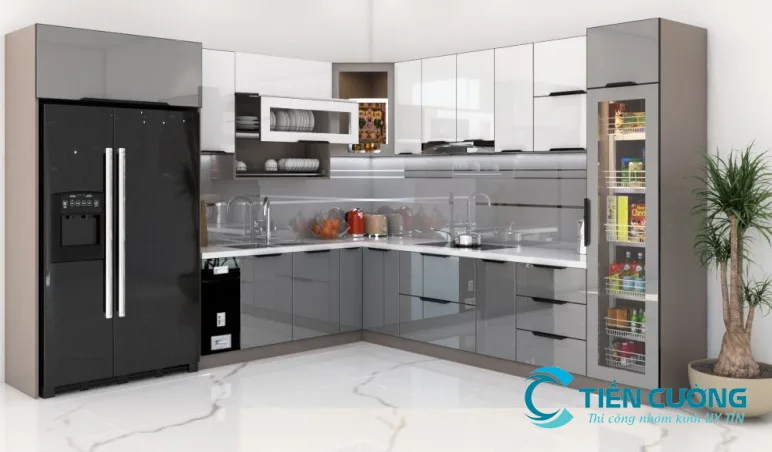 Lắp Đặt Tủ Bếp Nhôm Kính Quận 2 Đẹp, Bền, Giá Tốt TPHCM hiện nay - hình ảnh thực tế Tủ bếp nhôm kính Quận 2 đẹp hiện đại