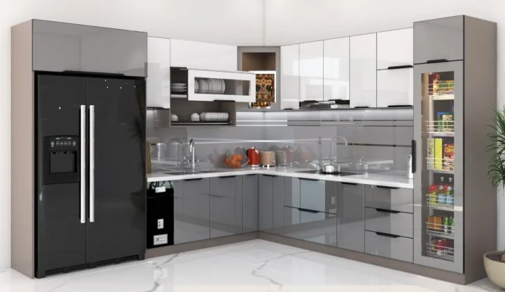 Tủ Bếp Nhôm Kính Bình Chánh Đẹp, Giá Xưởng Thi Công hiện nay - hình ảnh thực tế Tủ bếp nhôm kính cường lực đẹp